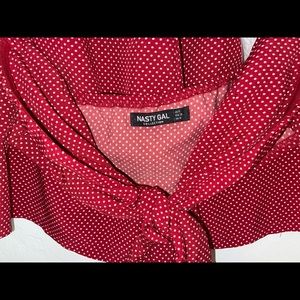 Nasty Gal 2piece set, red w/white polka dots Sz6